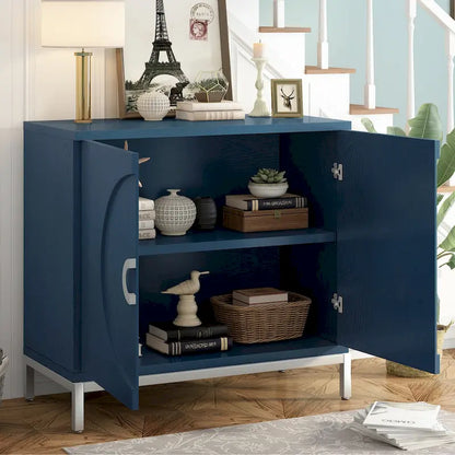 Simple Storage Cabinet Accent Cabinet with Solid Wood Veneer and Metal Leg Frame for Living Room, Entryway, Dining Room