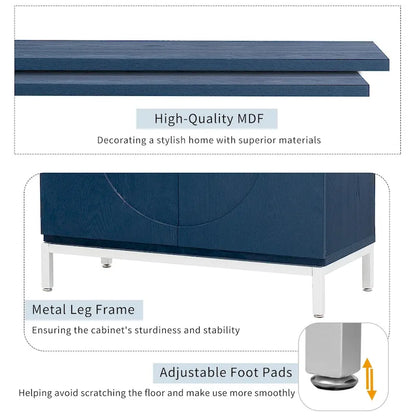 Simple Storage Cabinet Accent Cabinet with Solid Wood Veneer and Metal Leg Frame for Living Room, Entryway, Dining Room