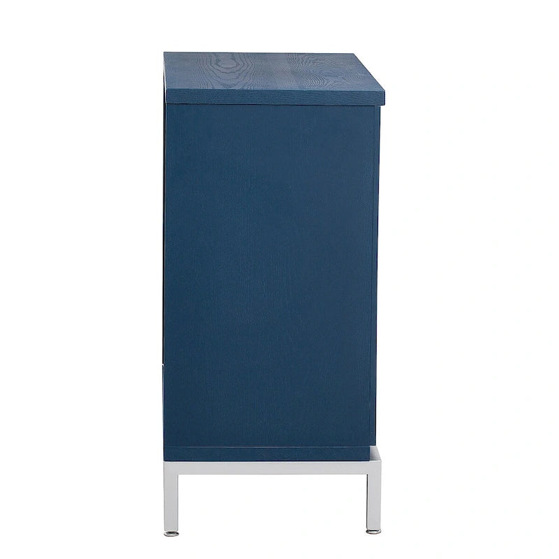 Simple Storage Cabinet Accent Cabinet with Solid Wood Veneer and Metal Leg Frame for Living Room, Entryway, Dining Room