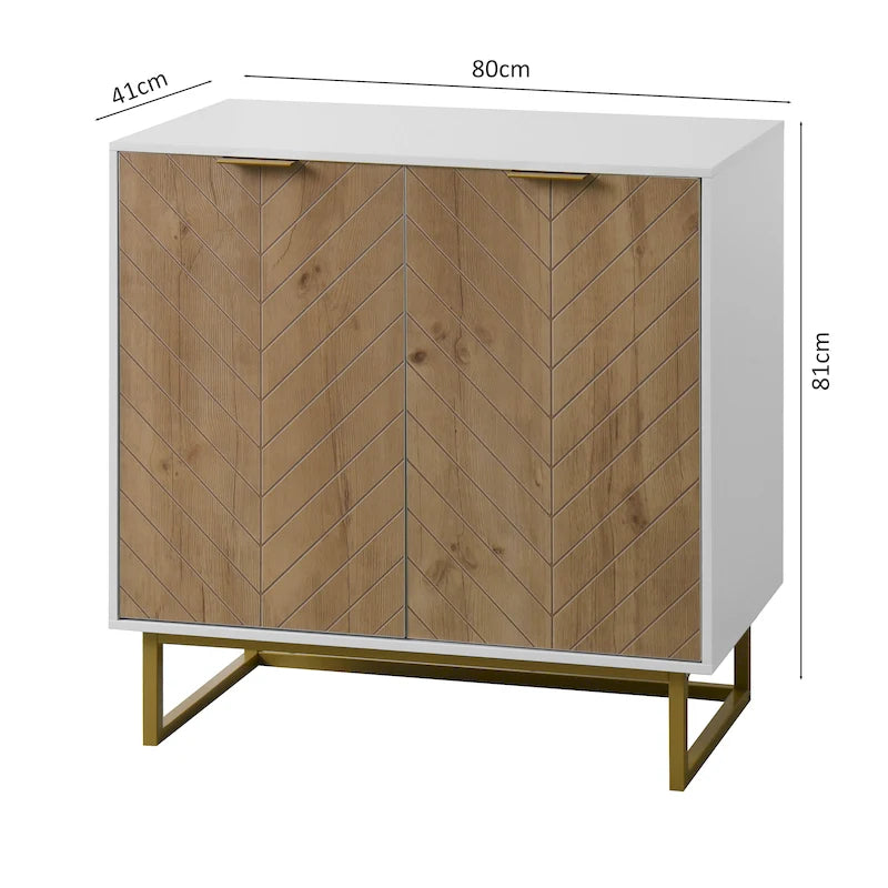 R White and Gold Storage Cabinet