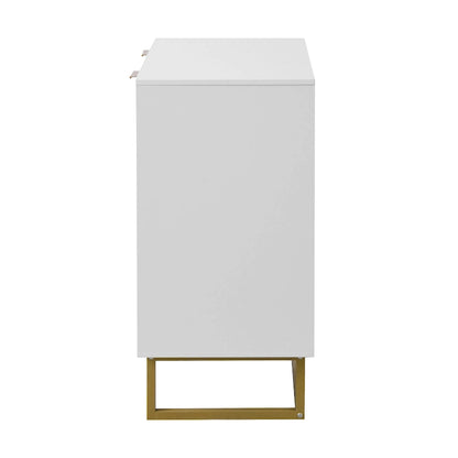 R White and Gold Storage Cabinet