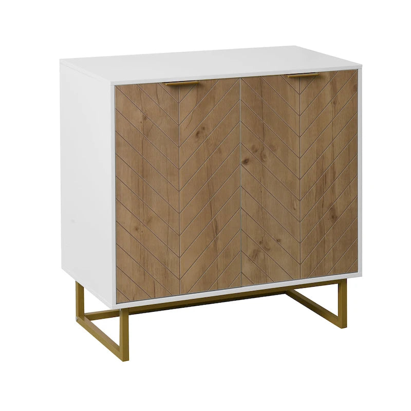 R White and Gold Storage Cabinet