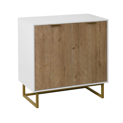 R White and Gold Storage Cabinet