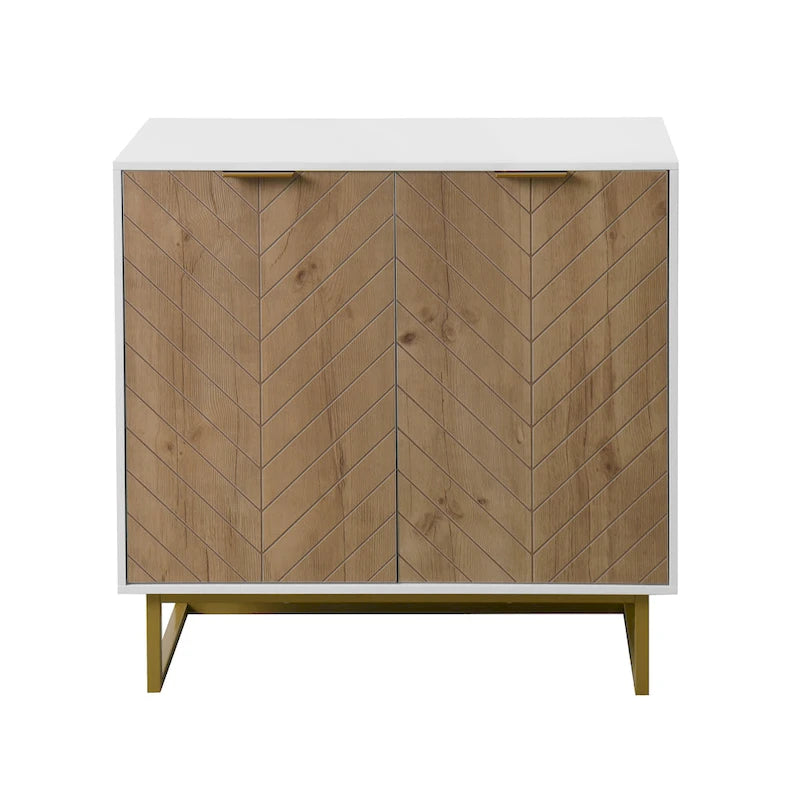 R White and Gold Storage Cabinet