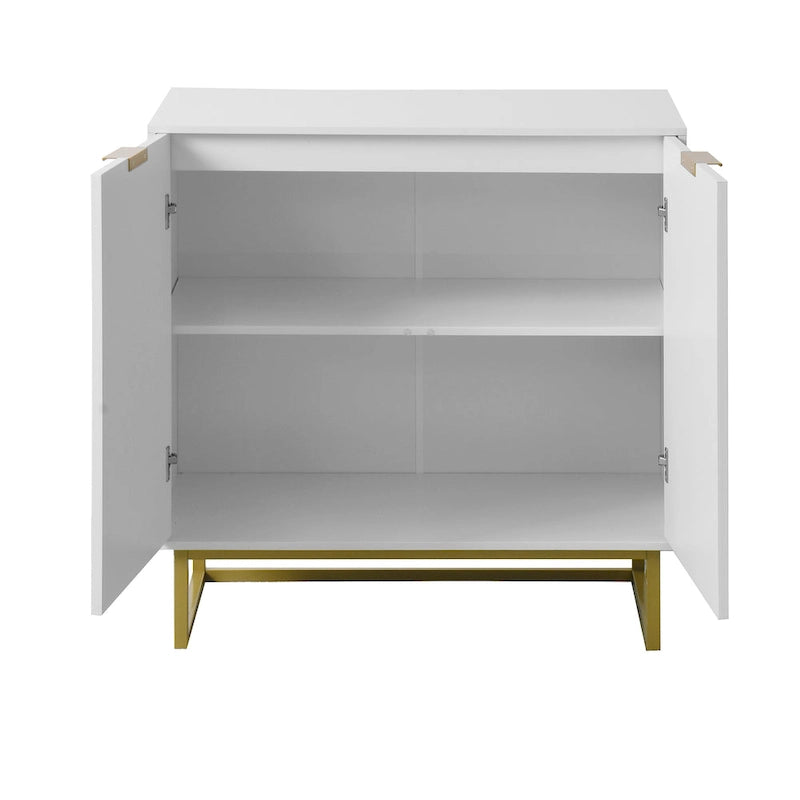 R White and Gold Storage Cabinet