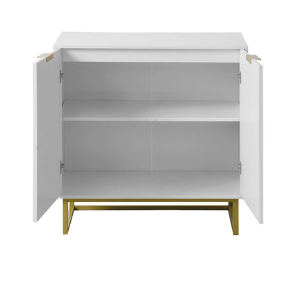 R White and Gold Storage Cabinet