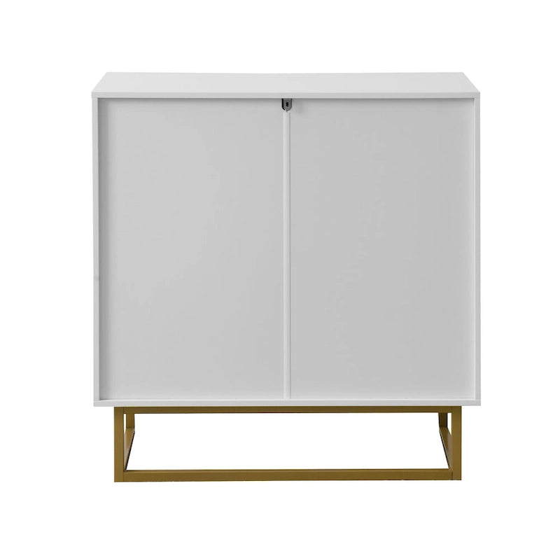 R White and Gold Storage Cabinet