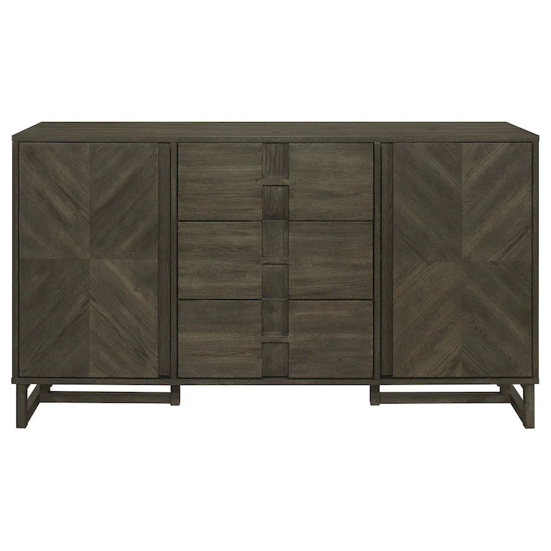 Glenmoor Dark Grey 3-Drawer Server with 2 Cabinets