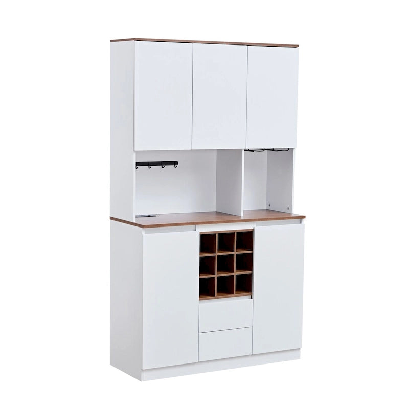 Farmhouse Coffee Bar Cabinet ,68.89 Kitchen Buffet Cabinet with Storage, Liquor Cabinet for Home & Dining Room