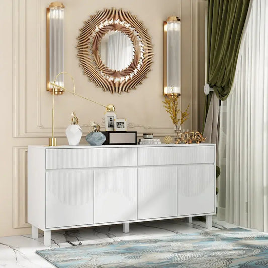 Buffet Storage Cabinet with Pine Leg and Adjustable Interior Sideboard - 63