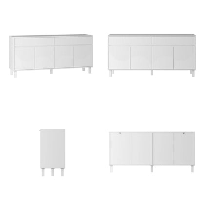 Buffet Storage Cabinet with Pine Leg and Adjustable Interior Sideboard - 63