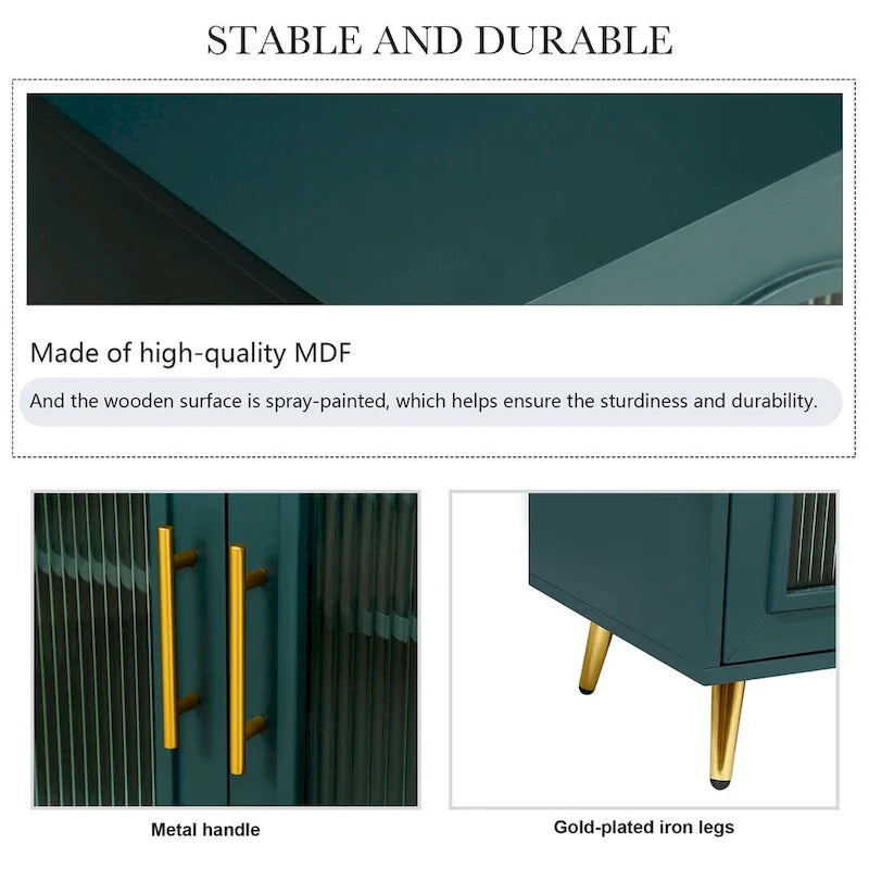 60 inches Wood TV Stand with Storage Cabinet and Glass Door