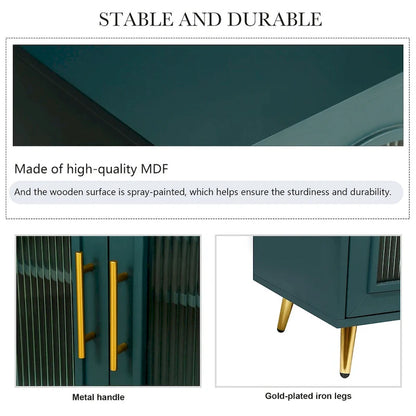 60 inches Wood TV Stand with Storage Cabinet and Glass Door