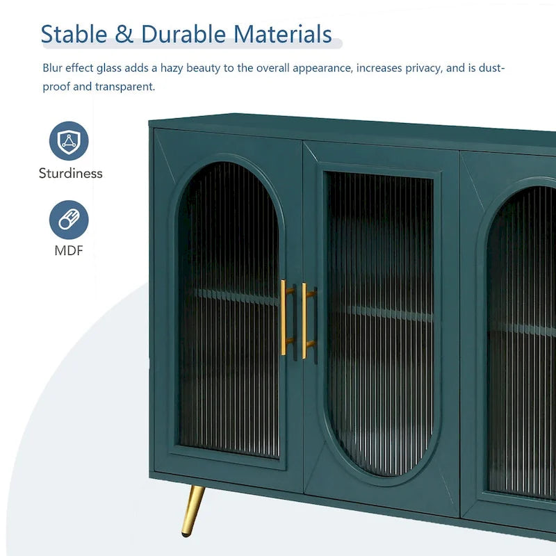 60 inches Wood TV Stand with Storage Cabinet and Glass Door