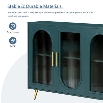 60 inches Wood TV Stand with Storage Cabinet and Glass Door