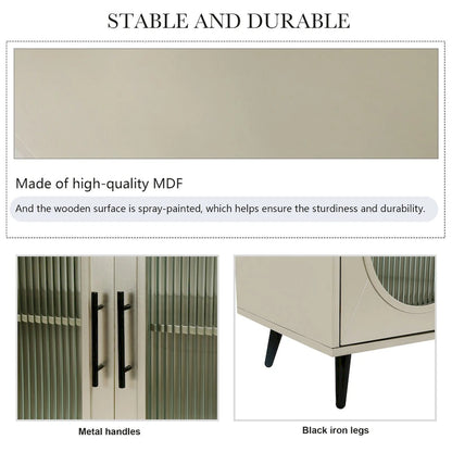 60 inches Wood TV Stand with Storage Cabinet and Glass Door