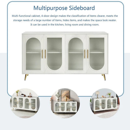 60 inches Wood TV Stand with Storage Cabinet and Glass Door