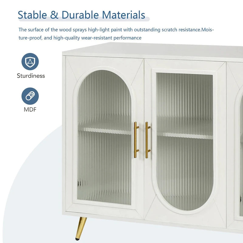 60 inches Wood TV Stand with Storage Cabinet and Glass Door