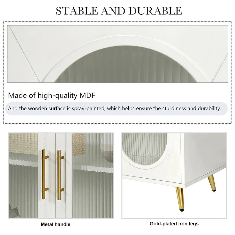 60 inches Wood TV Stand with Storage Cabinet and Glass Door