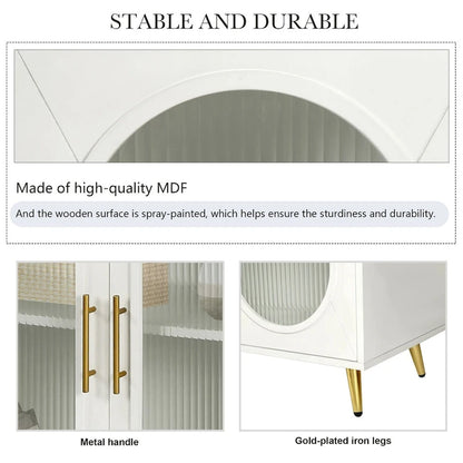 60 inches Wood TV Stand with Storage Cabinet and Glass Door