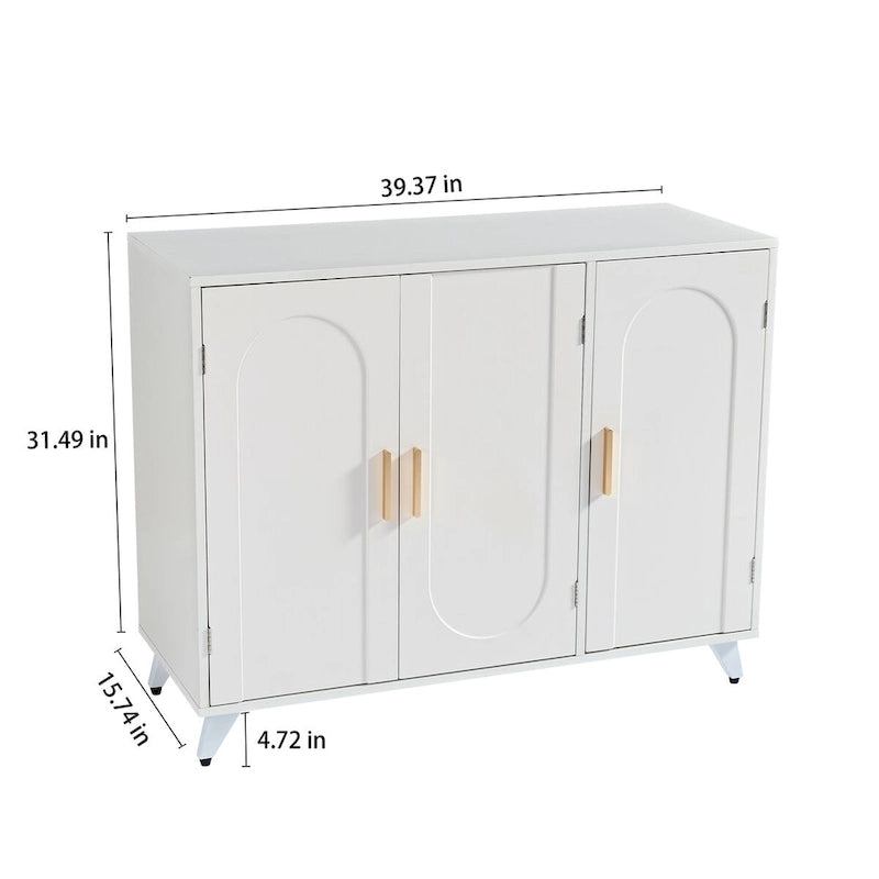 Sideboard Buffet cabinet with 3 doors and removable shelves, for living room, dining room