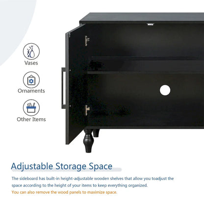 Carved Flower Door Large Storage Cabinet