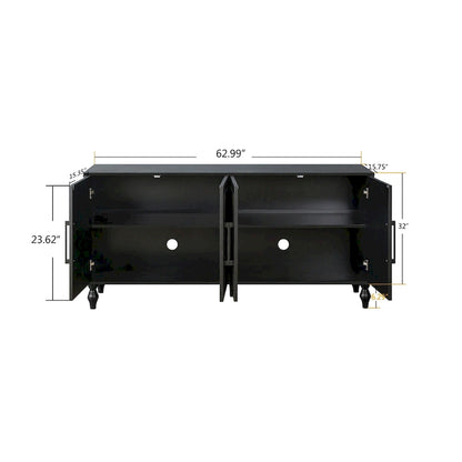 Carved Flower Door Large Storage Cabinet