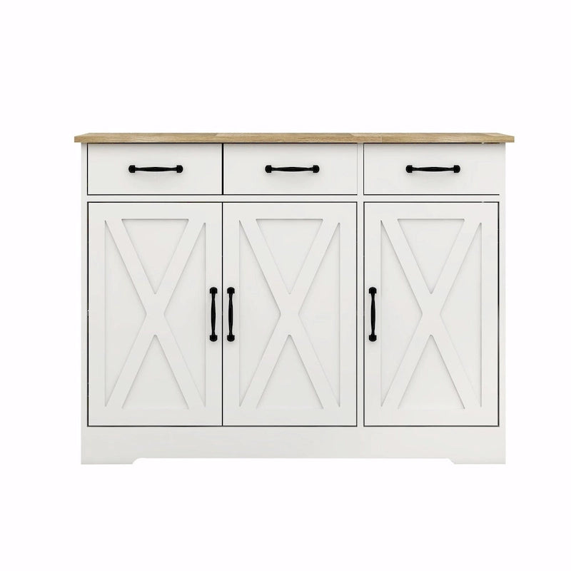 Farmhouse Buffet Cabinet Storage Sideboard with 3 Drawers and 3 Doors