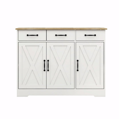 Farmhouse Buffet Cabinet Storage Sideboard with 3 Drawers and 3 Doors