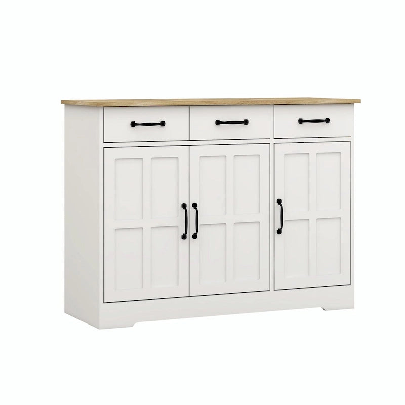 Farmhouse Buffet Cabinet Storage Sideboard with 3 Drawers and 3 Doors