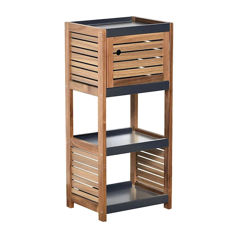 Compact Bathroom Storage Cabinet with Open Shelves - 14.5L x 11 3/4W x 32 6/8H