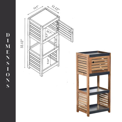 Compact Bathroom Storage Cabinet with Open Shelves - 14.5L x 11 3/4W x 32 6/8H