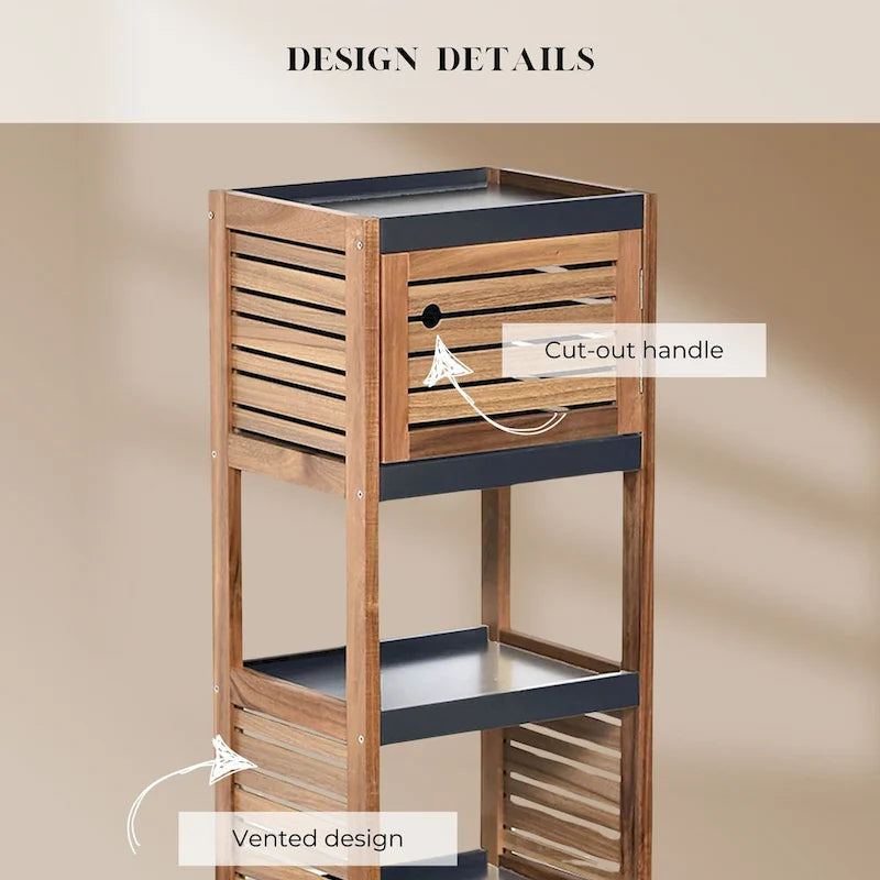 Compact Bathroom Storage Cabinet with Open Shelves - 14.5L x 11 3/4W x 32 6/8H