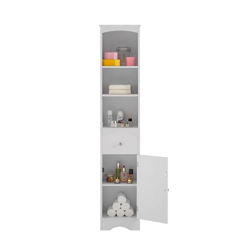 Wooden Freestanding Tall Bathroom Storage Linen Cabinet