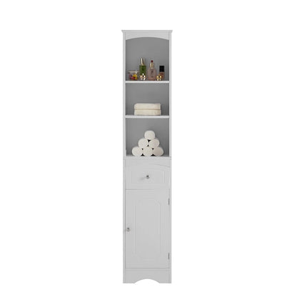 Wooden Freestanding Tall Bathroom Storage Linen Cabinet