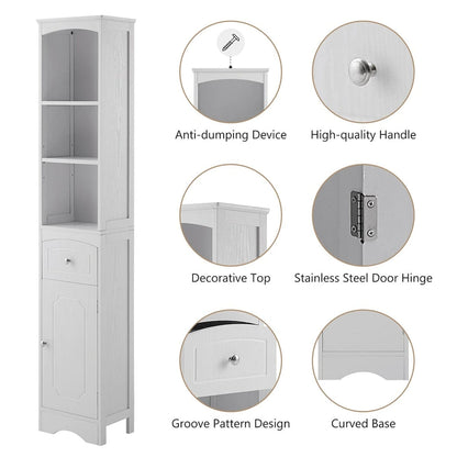 Tall Bathroom Freestanding Storage Cabinet with Drawer