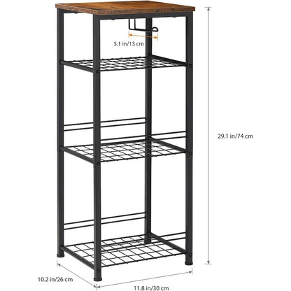 4 Tier Bathroom Storage Shelf with Toilet Paper Holder - N/A
