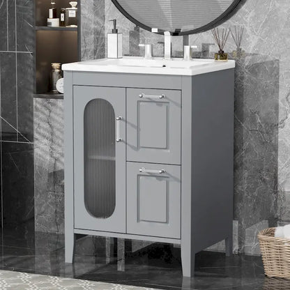 Bathroom Vanity Cabinet with Two Drawers and Door