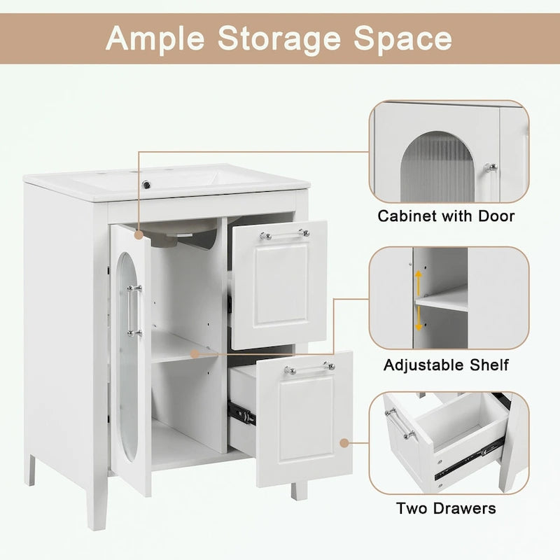 Bathroom Vanity Cabinet with Two Drawers and Door