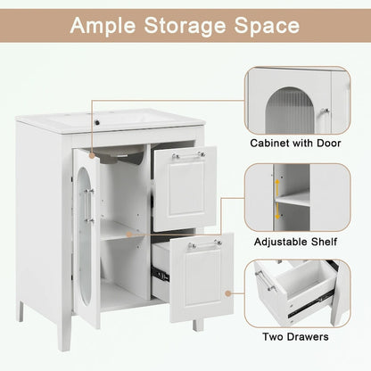 Bathroom Vanity Cabinet with Two Drawers and Door