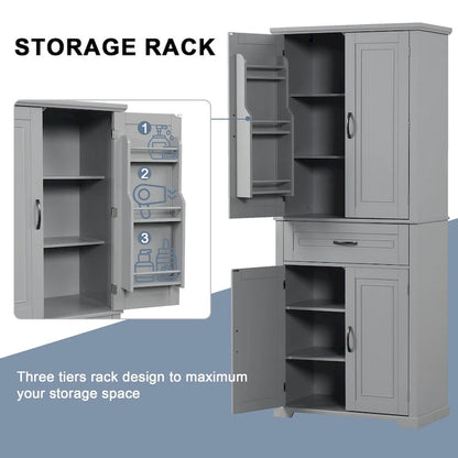 Freestanding Bathroom Cabinet with Doors Wooden Entryway Storage Cabinet