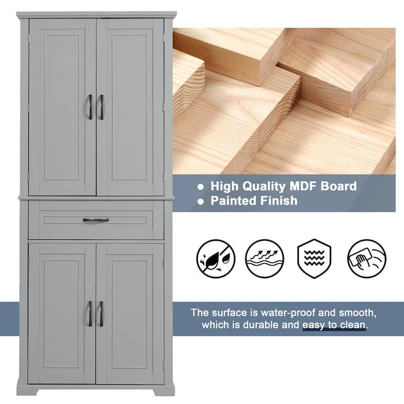 Freestanding Bathroom Cabinet with Doors Wooden Entryway Storage Cabinet