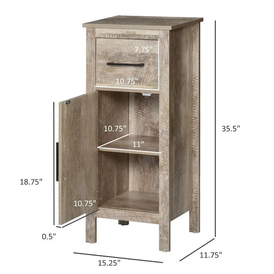 Bathroom Cabinet Storage Cupboard with Drawer and Adjustable Shelf - N/A
