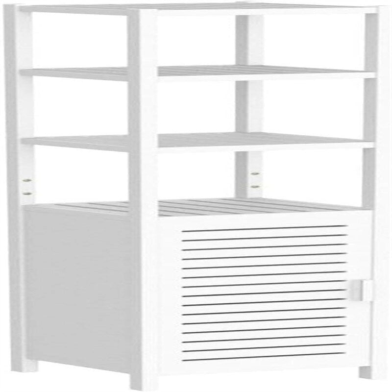 6 Tier 67 Inch Tall Floor Standing Slim Cabinet Organizer with Shutter Door and Open Shelves - 12.99D x 13.39W x 66.54H