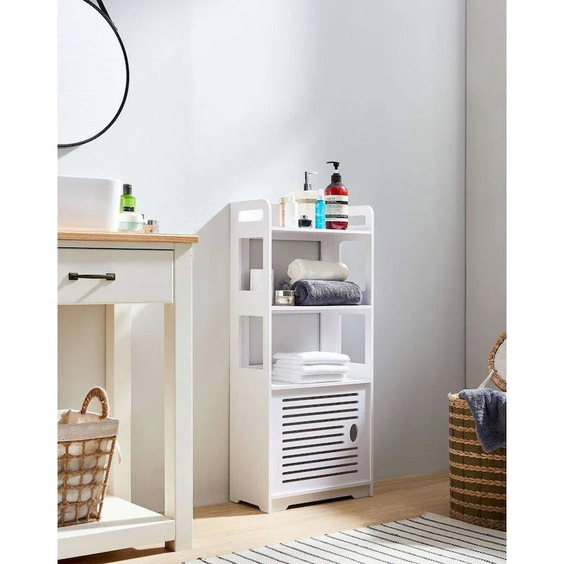 Bathroom Floor Storage Cabinet, White