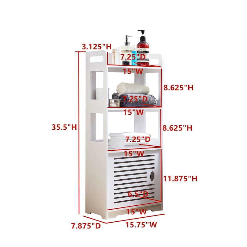 Bathroom Floor Storage Cabinet, White