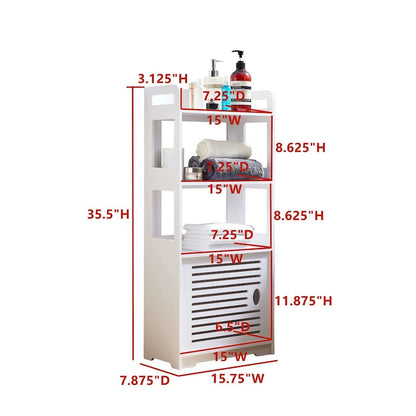 Bathroom Floor Storage Cabinet, White