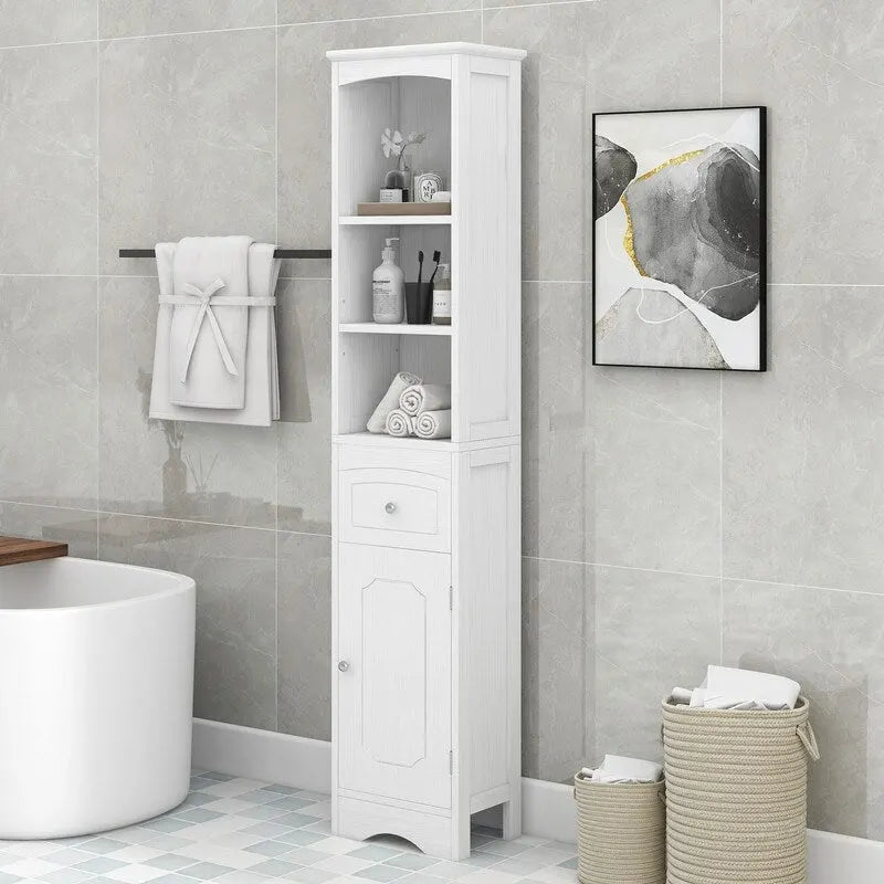 Freestanding Bathroom Storage Cabinet with Drawer, Adjustable Shelf