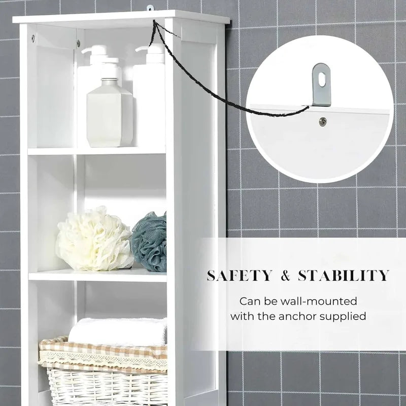 Stockholm Tall Bathroom Storage Cabinet Slim Linen Tower - 13 7/8L x 10.4W x 68H