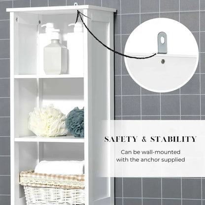 Stockholm Tall Bathroom Storage Cabinet Slim Linen Tower - 13 7/8L x 10.4W x 68H